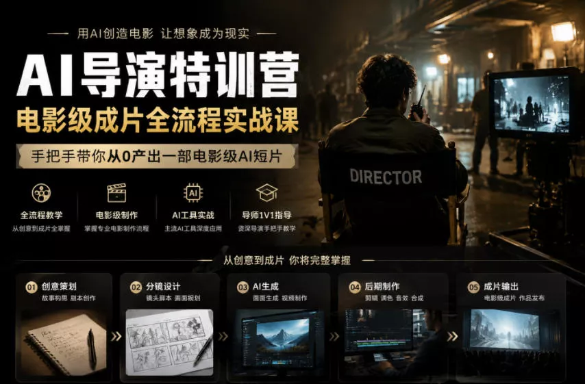 AI导演特训营，电影级成片全流程实战课，手把手带你从0产出一部电影级AI短片 - 52网创-52网创