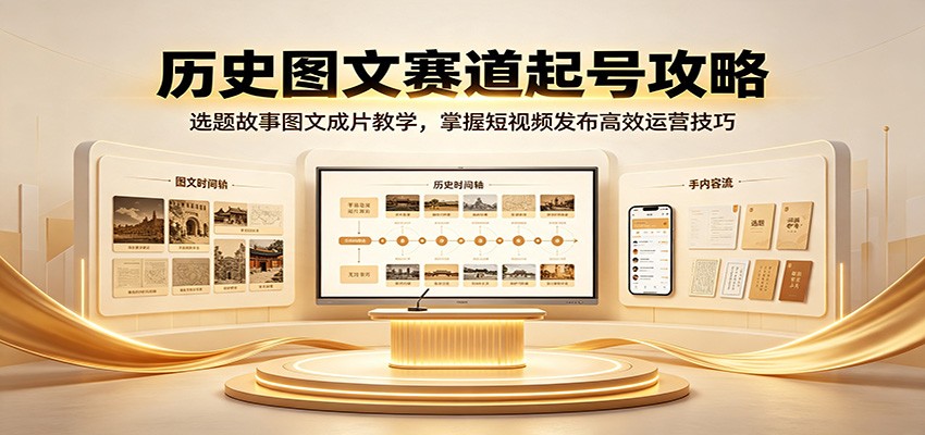 历史图文赛道起号攻略：选题故事图文成片教学，掌握短视频发布高效运营技巧-52网创