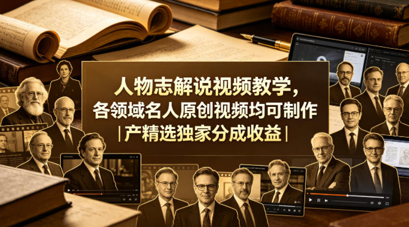 人物志解说视频教学，各领域名人原创视频均可制作丨精选独家分成收益(更新0430) - 52网创-52网创