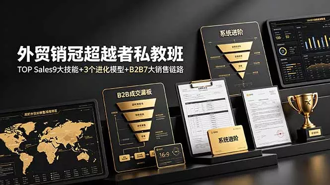 外贸销冠超越者私教班：TOP Sales9大技能+3个进化模型+B2B7大销售链路，系统进阶-52网创
