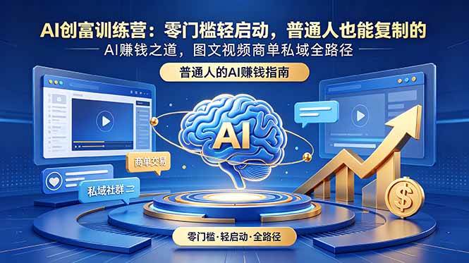 （18911期）AI创富训练营：零门槛轻启动，普通人也能复制的AI赚钱之道，图文视频商单私域全路径-52网创