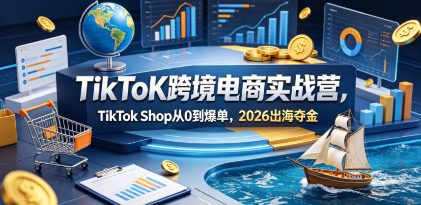 TikToK跨境电商实战营，TikTok Shop从0到爆单，2026出海夺金-52网创