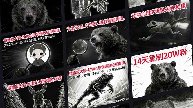 （17376期）情绪放大镜-动物心理学爆款短视频课，文案公式、AI生图、多平台变现，14天复制20W粉 - 52网创-52网创