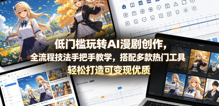 低门槛玩转AI漫剧创作，全流程技法手把手教学，搭配多款热门工具，轻松打造可变现优质作品 - 52网创-52网创