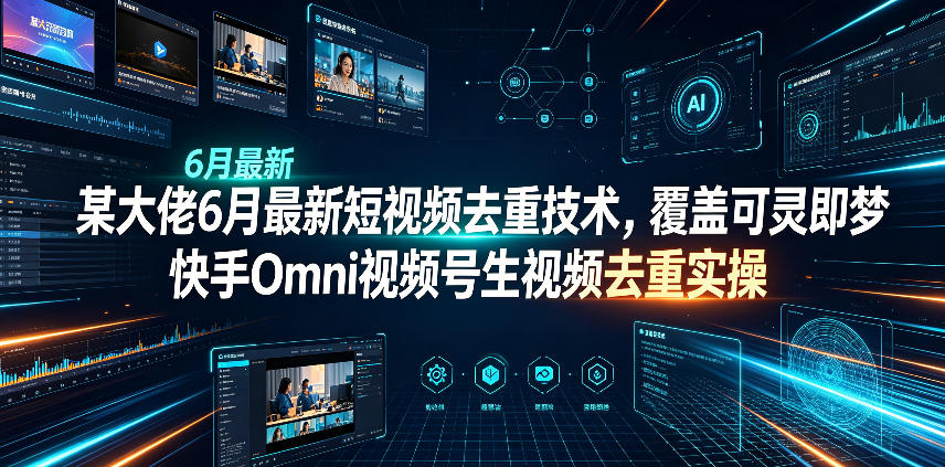某大佬6月最新短视频去重技术，覆盖可灵即梦快手Omni视频号生视频去重实操 - 52网创-52网创