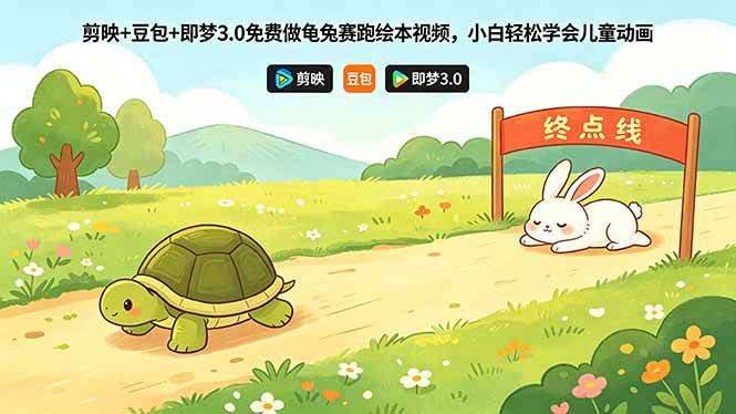 （18432期）剪映+豆包+即梦3.0免费做龟兔赛跑绘本视频，小白轻松学会儿童动画 - 52网创-52网创