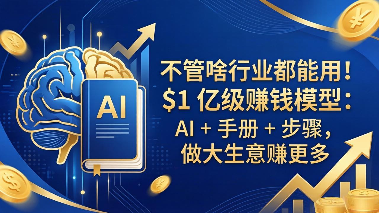 不管啥行业都能用！$1 亿级赚钱模型：AI + 手册 + 步骤，做大生意赚更多 - 52网创-52网创