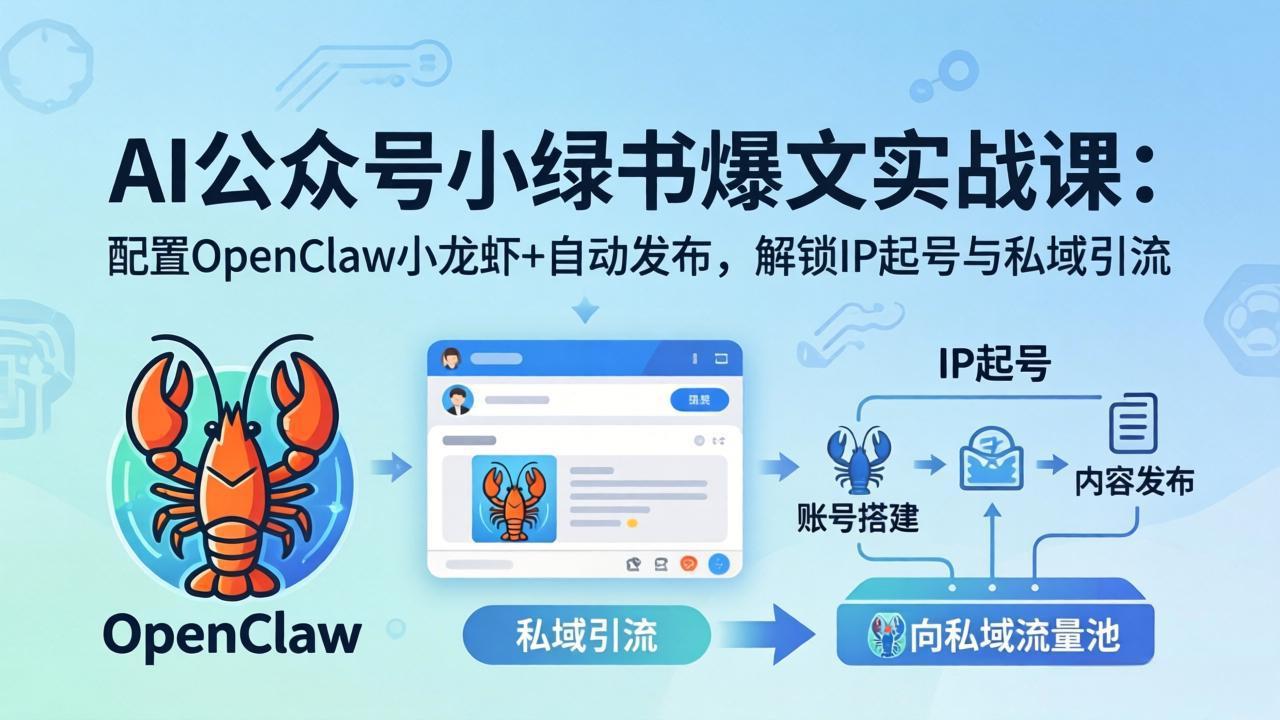 AI公众号小绿书变现实战课：小绿书爆文写作+OpenClaw自动发布，解锁IP起号与私域引流 - 52网创-52网创