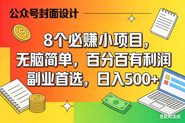 （17911期）8个必赚米的小项目，百分百有利润，无脑简单，副业首选，日入500+-52网创
