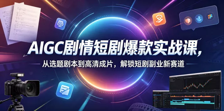 AIGC剧情短剧爆款实战课，从选题剧本到高清成片，解锁短剧副业新赛道 - 52网创-52网创