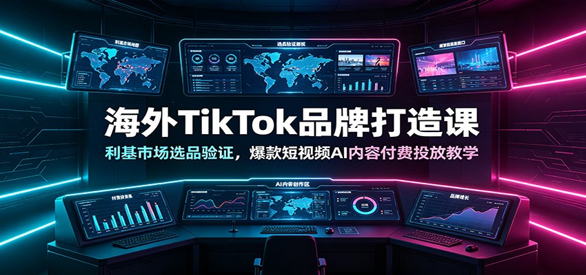 海外TikTok品牌打造课：利基市场选品验证，爆款短视频AI内容付费投放教学 - 52网创-52网创
