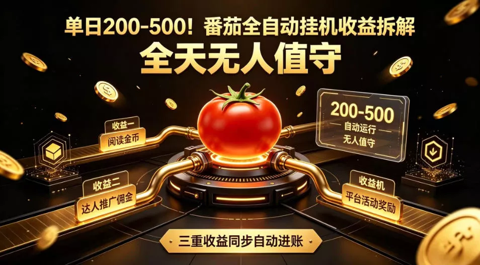 单日200-500！番茄全自动挂G收益拆解，全天无人值守，矩阵操作收益翻倍【揭秘】 - 52网创-52网创