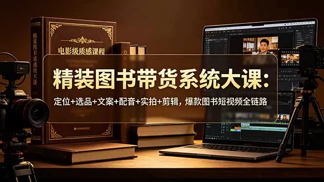 精装图书带货系统大课：定位+选品+文案+配音+实拍+剪辑，爆款图书短视频全链路-52网创