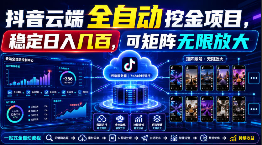 Dy云端全自动挖金项目，稳定日入几百，可矩阵无限放大！【揭秘】 - 52网创-52网创