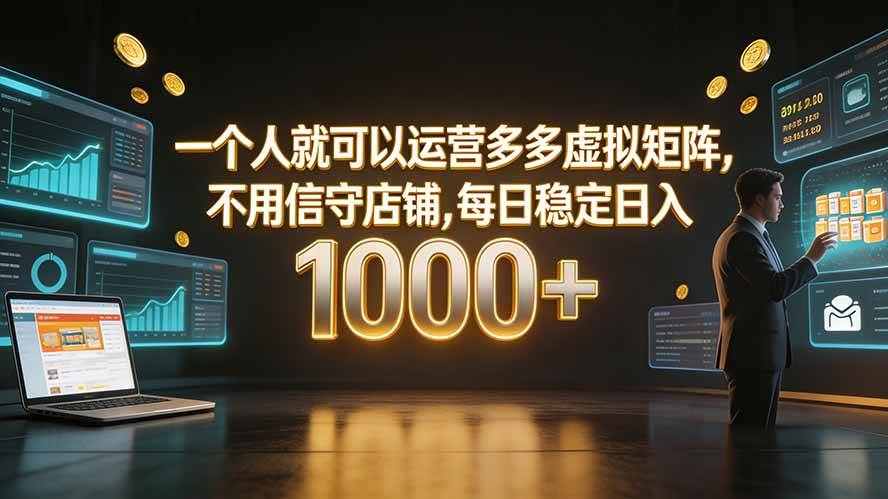 （19622期）一个人就可以运营多多虚拟矩阵，不用值守店铺，每日稳定日入 1000+ - 52网创-52网创