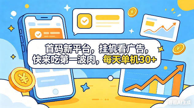 首码新平台，挂G自动看广告，快来吃第一波肉，每天单机30+，可矩阵放大【揭秘】 - 52网创-52网创