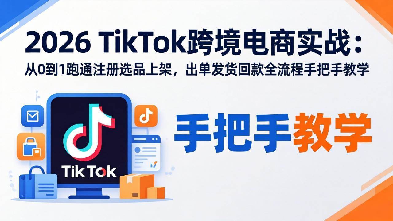 （17850期）2026TikTok跨境电商实战：从0到1跑通注册选品上架，出单发货回款全流程手把手教学-52网创
