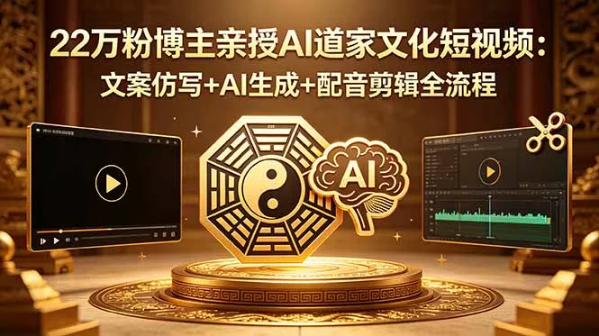 22万粉博主亲授AI道家文化短视频：文案仿写+AI生成+配音剪辑全流程 - 52网创-52网创