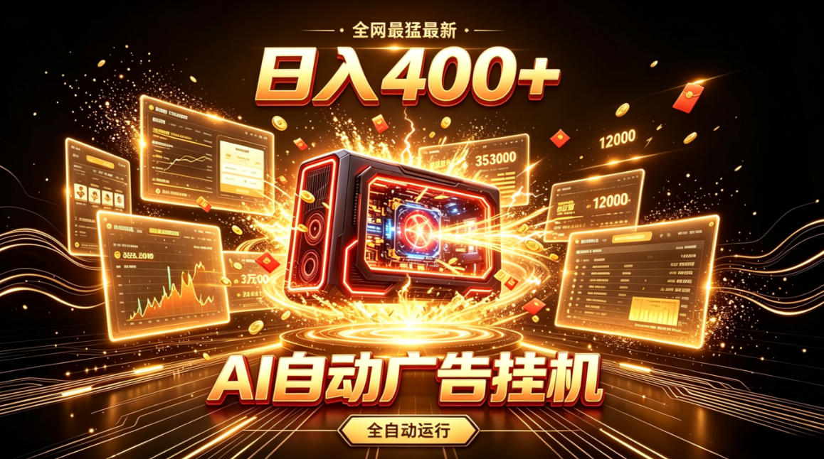 全网最猛最新的AI自动广告挂G，狠收益日入400+，真正做到躺賺式变现【揭秘】 - 52网创-52网创
