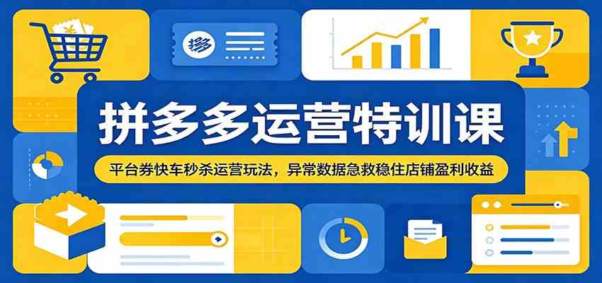 拼多多运营特训课：平台券快车秒杀运营玩法，异常数据急救稳住店铺盈利收益 - 52网创-52网创