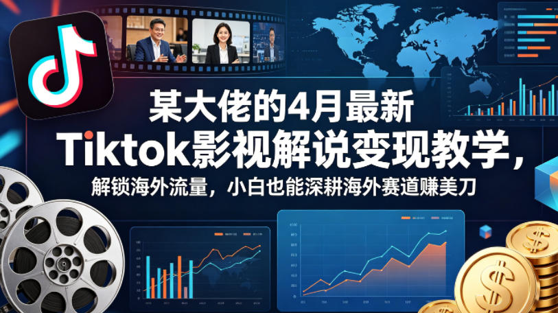 某大佬的4月最新Tiktok影视解说变现教学，解锁海外流量，小白也能深耕海外赛道賺美刀 - 52网创-52网创