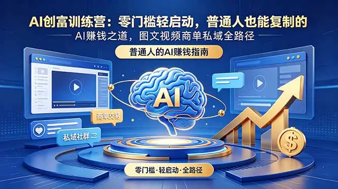 AI创富训练营：零门槛轻启动，普通人也能复制的AI赚钱之道，图文视频商单私域全路径 - 52网创-52网创