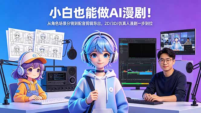 小白也能做AI漫剧！从角色场景分镜到配音剪辑导出，2D/3D/仿真人漫剧一步到位 - 52网创-52网创