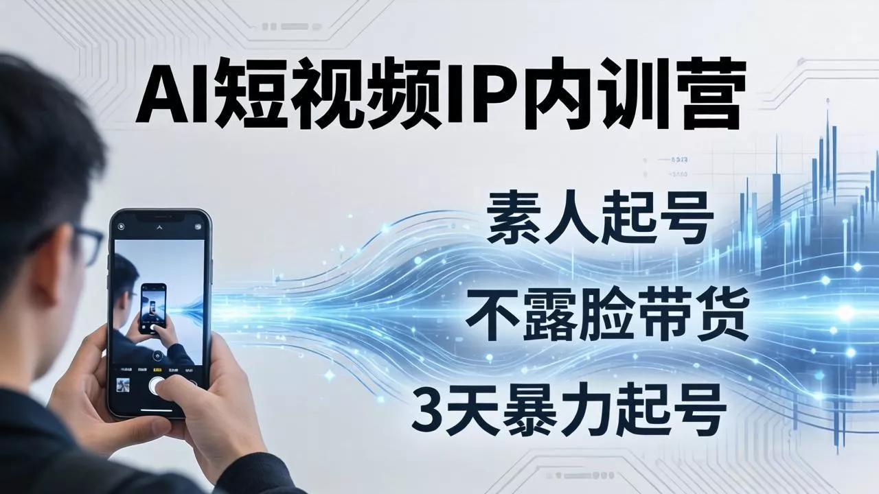 2026AI短视频IP内训营-更新：从素人起号到不露脸带货，3天暴力起号全流程拆解-52网创