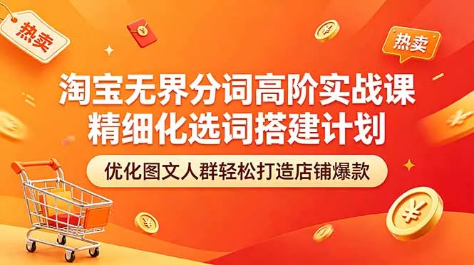 淘宝无界分词高阶实战课 精细化选词搭建计划 优化图文人群轻松打造店铺爆款 - 52网创-52网创