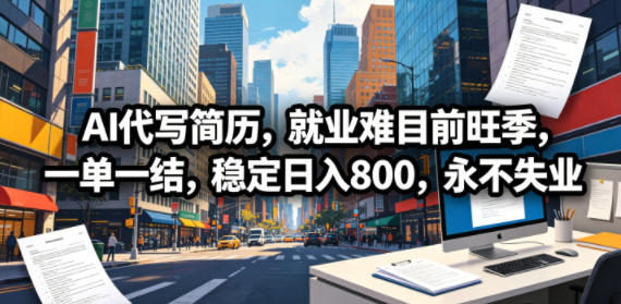 AI代写简历，就业难目前旺季，一单一结，稳定日入800，永不失业 - 52网创-52网创