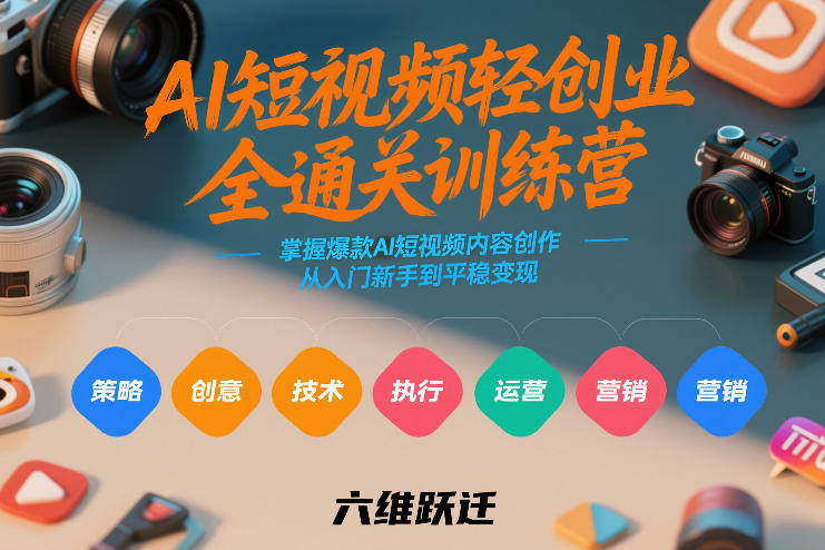 AI短视频轻创业全通关训练营，掌握爆款AI短视频内容创作，从入门新手到平稳变现的六维跃迁 - 52网创-52网创