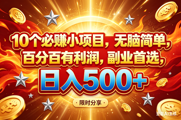（18092期）10个必赚小项目，百分百赚米，无脑简单，副业首选，日入499+-52网创