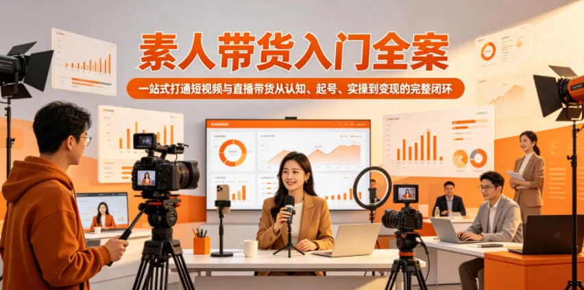 素人带货入门全案，一站式打通短视频与直播带货从认知、起号、实操到变现的完整闭环 - 52网创-52网创