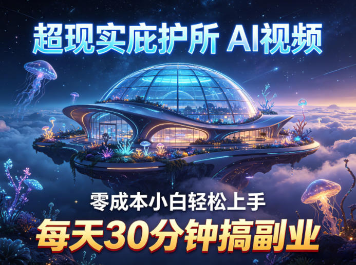超现实庇护所AI视频项目拆解，零成本小白轻松上手，每天30分钟搞副业 - 52网创-52网创