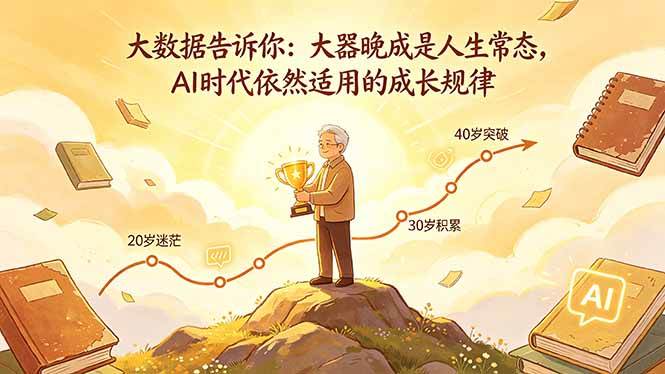 （18288期）付费文章：大数据告诉你：大器晚成是人生常态，AI 时代依然适用的成长规律 - 52网创-52网创