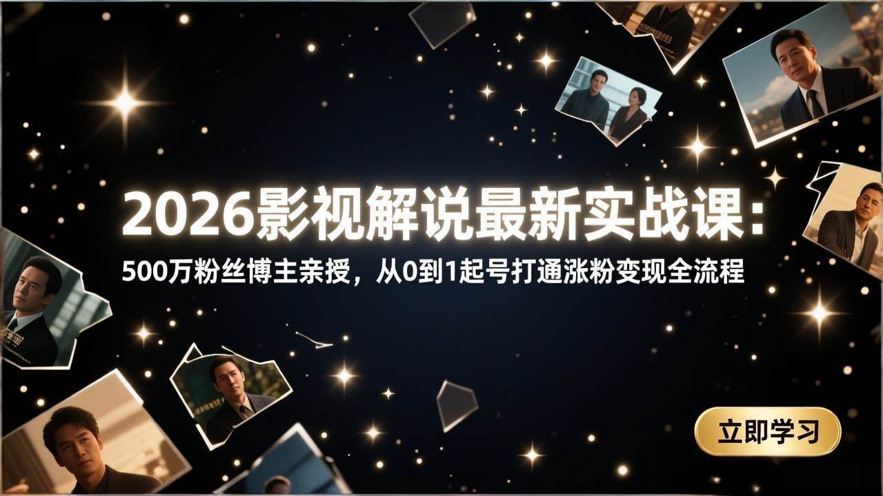 （17530期）2026影视解说最新实战课：500万粉丝博主亲授，从0到1起号打通涨粉变现全流程-52网创
