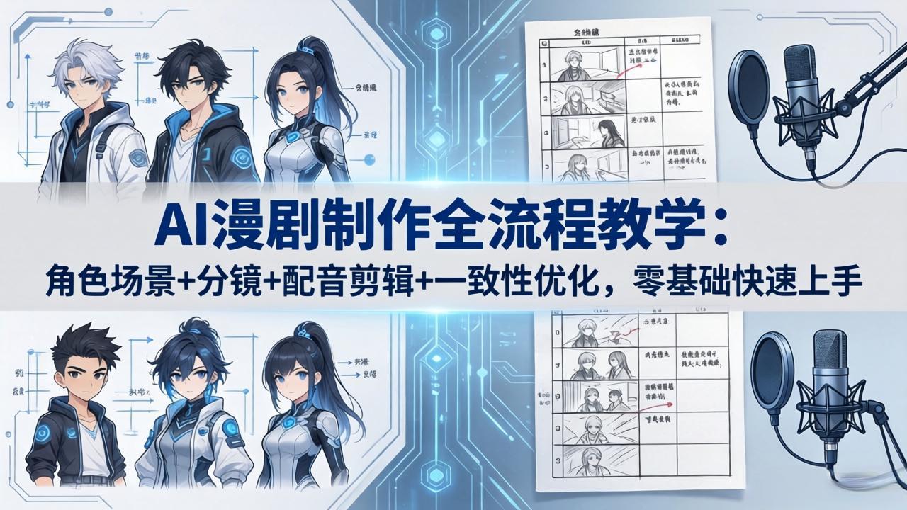 AI漫剧制作全流程教学：角色场景+分镜+配音剪辑+一致性优化，零基础快速上手 - 52网创-52网创