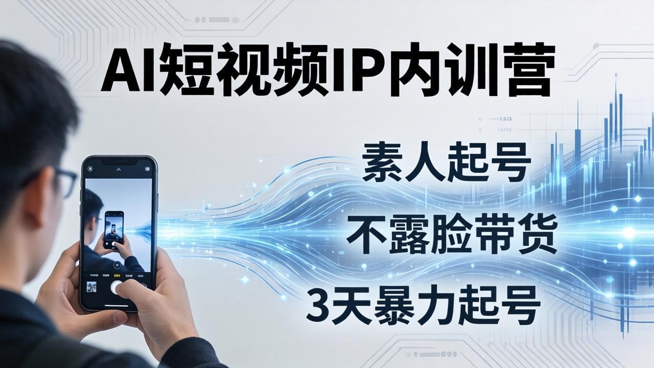 2026AI短视频IP内训营:从素人起号到不露脸带货,3天暴力起号全流程拆解 2026AI短视频IP内训营:从素人起号到不露脸带货,3天暴力起号全流程拆解