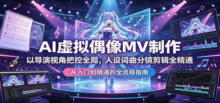 AI虚拟偶像MV制作：以导演视角把控全局，人设词曲分镜剪辑全精通 - 52网创-52网创