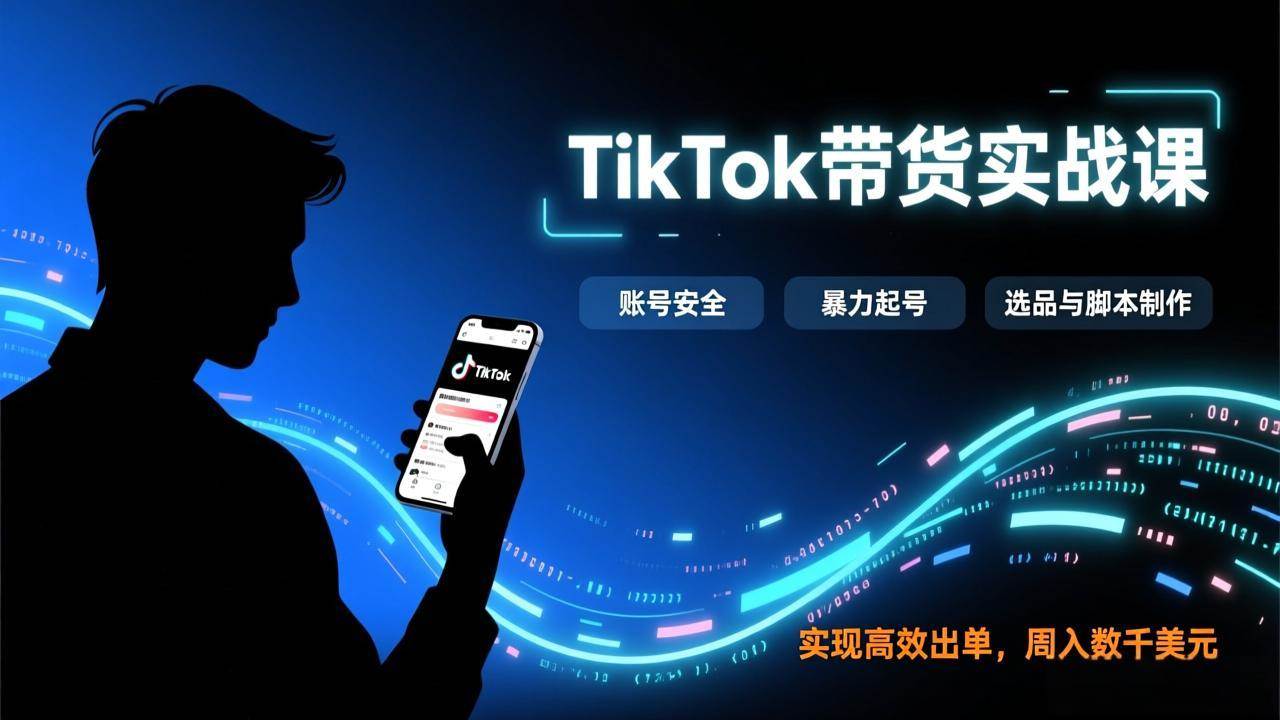 (17278期)TikTok带货实战课,涵盖账号安全、暴力起号、选品与脚本制作,实现高效出单,周入数千美元-52网创