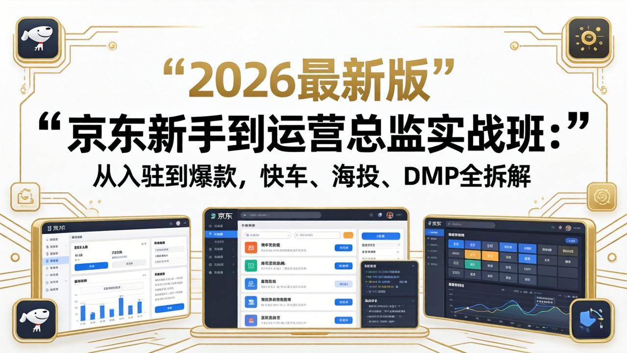 京东新手到运营总监实战班：从入驻到爆款，快车、海投、DMP全拆解，2026最新版 - 52网创-52网创