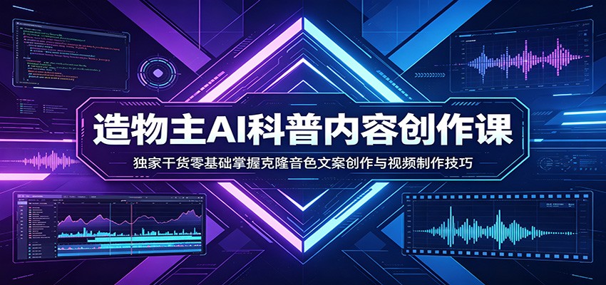 AI科普内容创作课：独家干货零基础掌握克隆音色文案创作与视频制作技巧 - 52网创-52网创