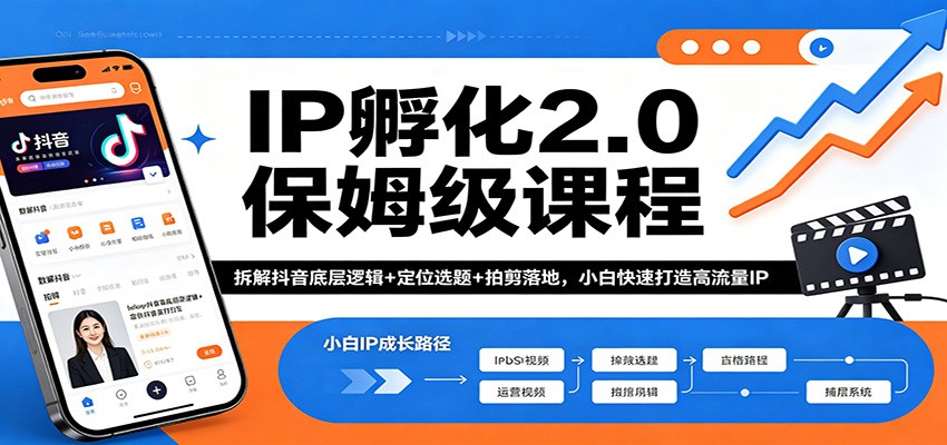 IP孵化2.0保姆级课程：拆解抖音底层逻辑+定位选题+拍剪落地，小白快速打造高流量IP - 52网创-52网创