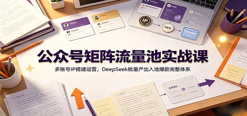 公众号矩阵流量池实战课：多账号IP搭建运营，DeepSeek批量产出入池爆款完整体系 - 52网创-52网创