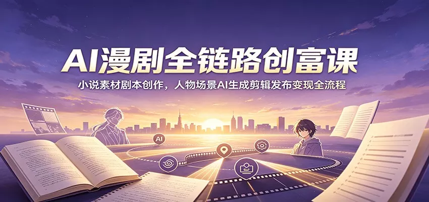 AI漫剧全链路创富课：小说素材剧本创作，人物场景AI生成剪辑发布变现全流程 - 52网创-52网创