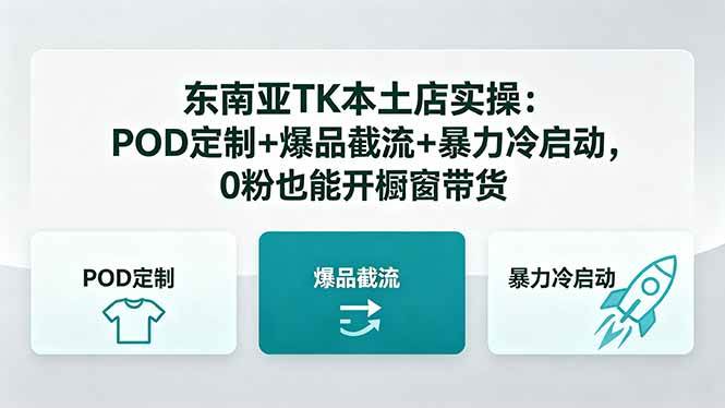 （18488期）东南亚TK本土店实操-5月更新：POD定制+爆品截流+暴力冷启动，0粉也能开橱窗带货-52网创