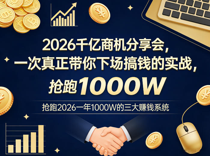 2026千亿商机分享会，一次真正带你下场搞钱的实战，抢跑2026一年1000W的三大賺钱系统 - 52网创-52网创