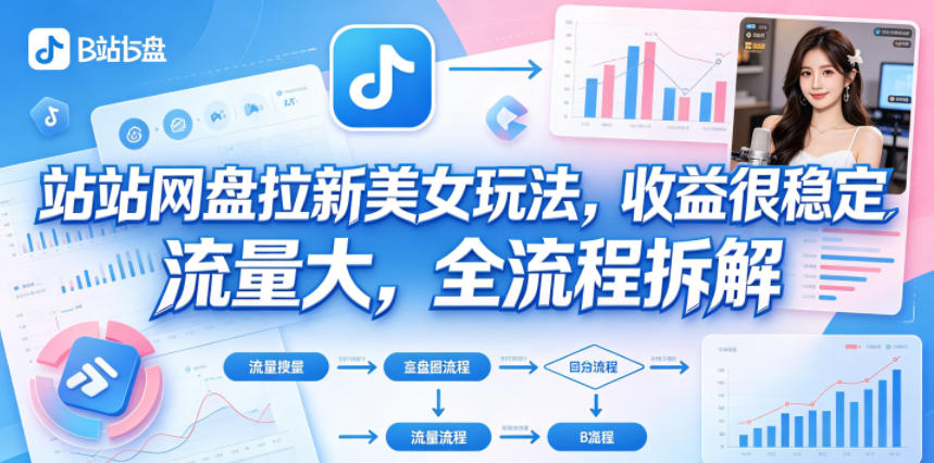 B站网盘拉新美女玩法，收益很稳定，流量大，全流程拆解 - 52网创-52网创