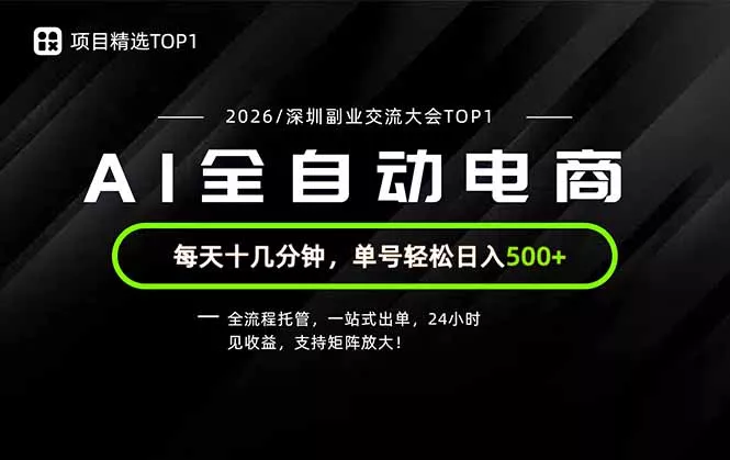 副业精选TOP1，全流程托管，24小时见收益，单号轻松日入500+ - 52网创-52网创