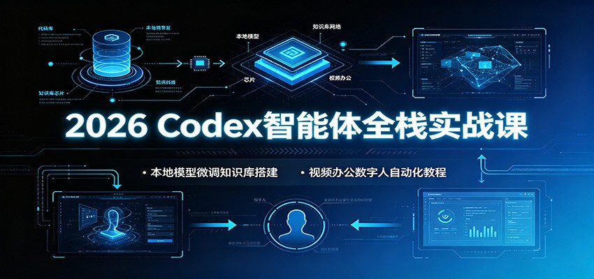 2026 Codex智能体全栈实战课：本地模型微调知识库搭建，视频办公数字人自动化教程 - 52网创-52网创
